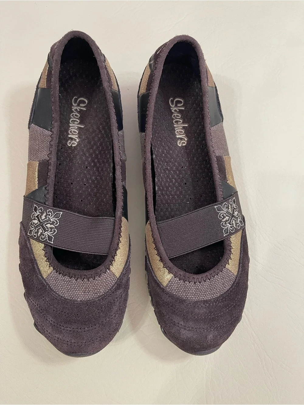 Skechers Brown Patchwork Biker Mary Jane Shoes Sz 6.5 - Picture 2 of 8